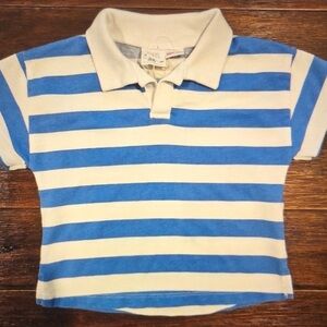Blue and White Striped Kids Polo Shirt